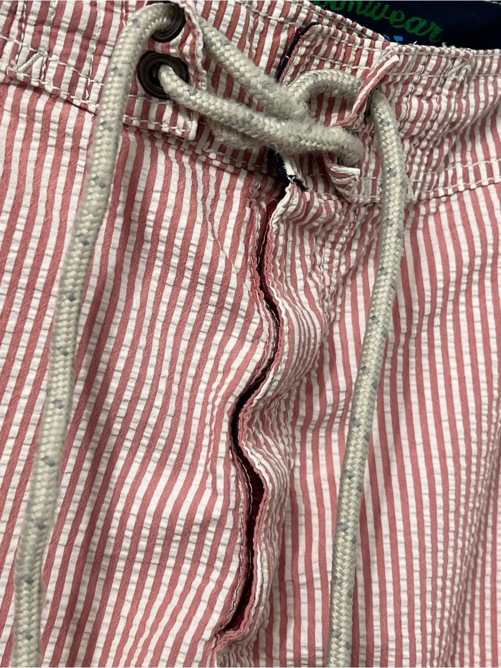J. Crew Striped Pink Seersucker Cargo Swim Shorts- Men’s Original Swimwear